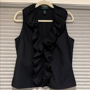Lauren Ralph Lauren Black Ruffled Blouse